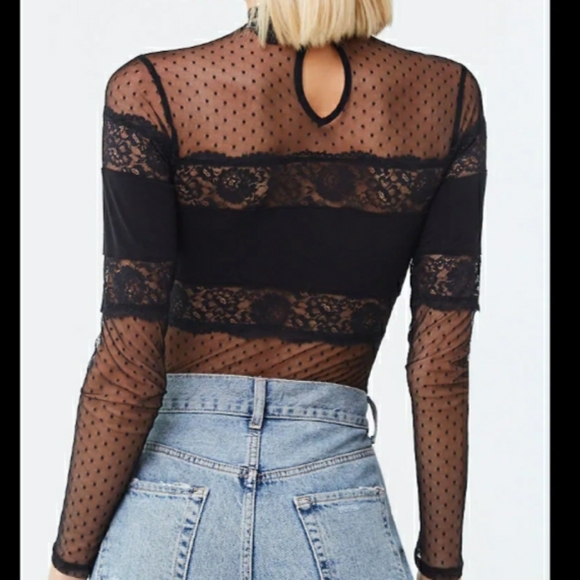 Sheer lace combo bodysuit NEW! - Picture 5 of 6